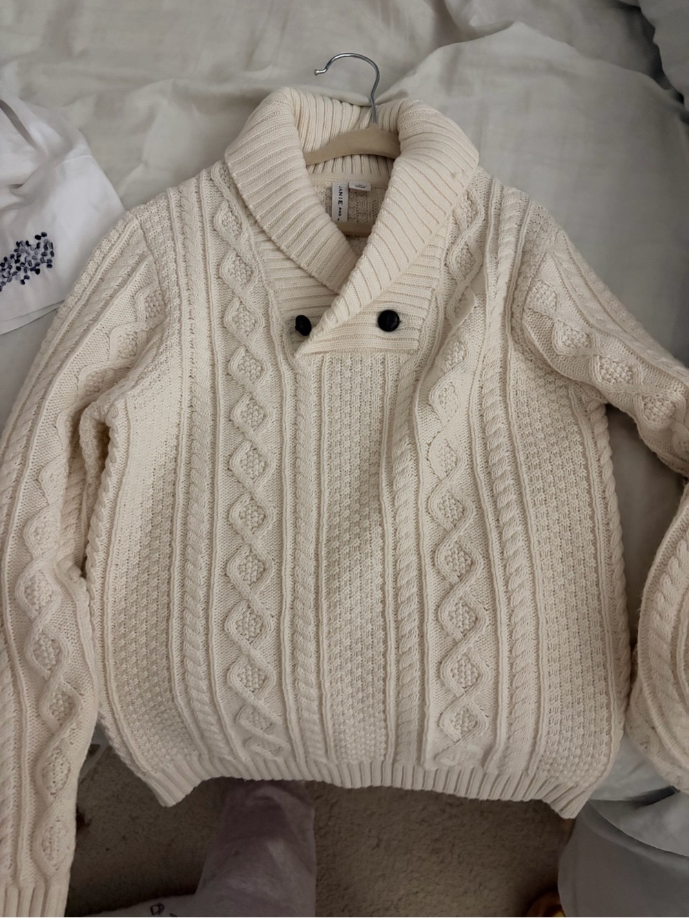 Boys NWOT Size 6 Janie & Jack Cable Knit Ivory Sweater